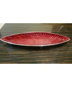Red Metal Boat Shaped Serving Tray